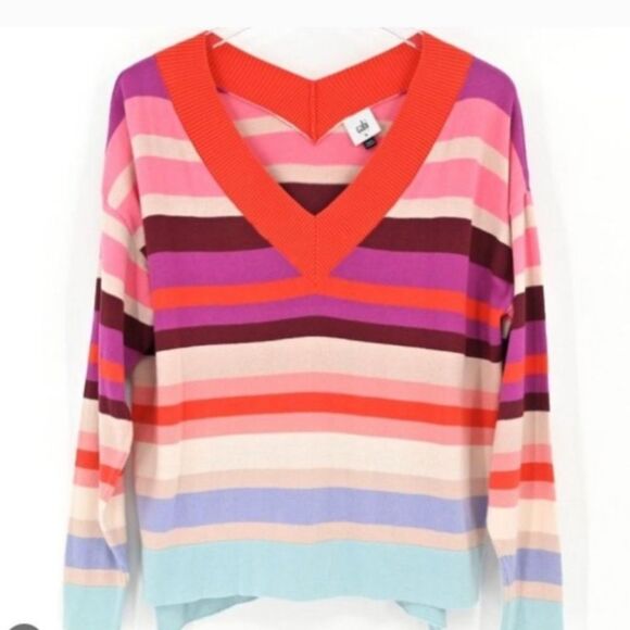 Cabi Multicolored Double V Neckline  Sweater Style 5982. Size Small - Picture 1 of 3